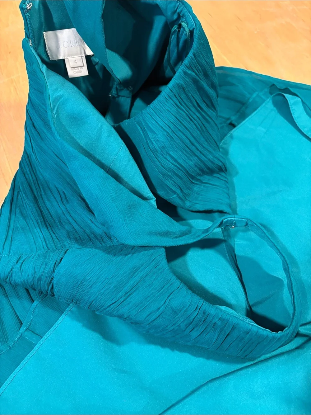 J. Crew ~ Turquoise Aqua Teal Pleated Wrap-Front Cocktail Party Dress